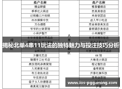 揭秘北单4串11玩法的独特魅力与投注技巧分析